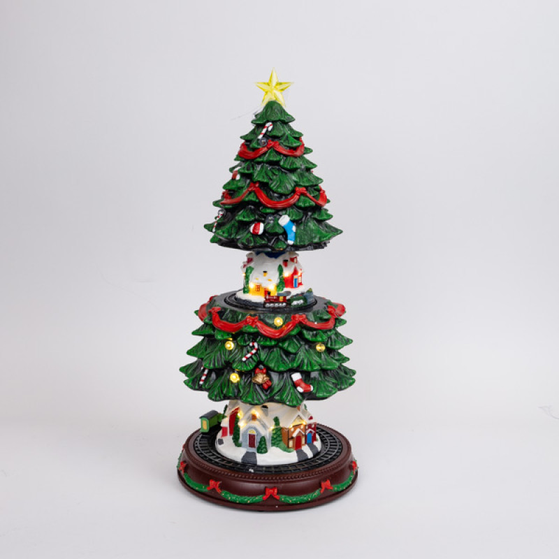 ΧΡΙΣΤΟΥΓΕΝΝΙΑΤΙΚΟ ΔΕΝΤΡΟ ΠΟΥ ΑΝΕΒΟΚΑΤΕΒΑΙΝΕΙ, ΜΕ ΜΟΥΣΙΚΗ, ΚΙΝΗΣΗ ΚΑΙ ΦΩΣ, ΜΕ ΜΕΤΑΣΧΗΜΑΤΙΣΤΗ, 23.5x23.5x45.5cm