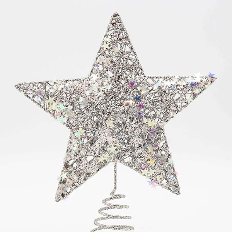 ΚΟΡΥΦΗ ΔΕΝΤΡΟΥ ΜΕ ΑΣΗΜΙ ΝΗΜΑ ΚΑΙ ΙΡΙΔΙΖΟΝΤΑ ΑΣΤΕΡΑΚΙΑ, 20x23cm