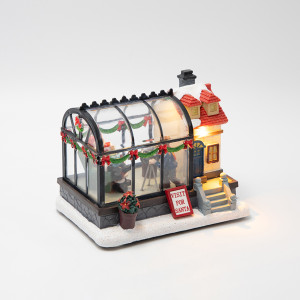 ΧΡΙΣΤΟΥΓΕΝΝΙΑΤΙΚΗ ΠΑΡΑΣΤΑΣΗ ΣΕ ΘΕΡΜΟΚΗΠΙΟ, ΦΩΤΙΖΟΜΕΝΟ, ΜΠΑΤΑΡΙΑΣ, 15x11x12cm