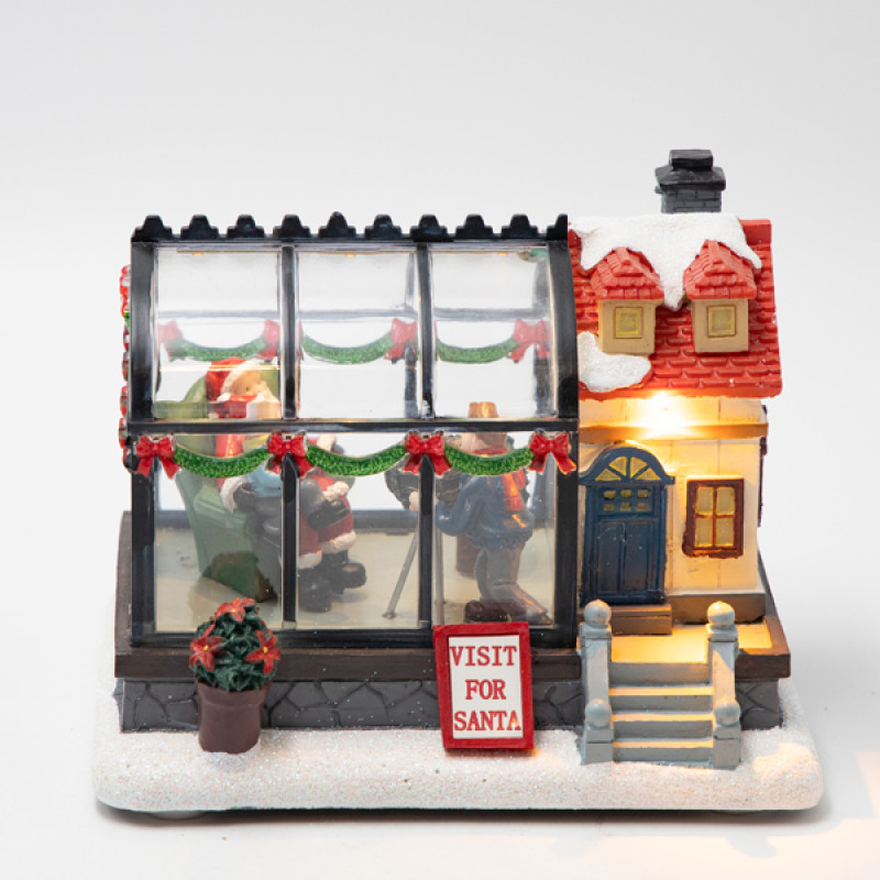 ΧΡΙΣΤΟΥΓΕΝΝΙΑΤΙΚΗ ΠΑΡΑΣΤΑΣΗ ΣΕ ΘΕΡΜΟΚΗΠΙΟ, ΦΩΤΙΖΟΜΕΝΟ, ΜΠΑΤΑΡΙΑΣ, 15x11x12cm