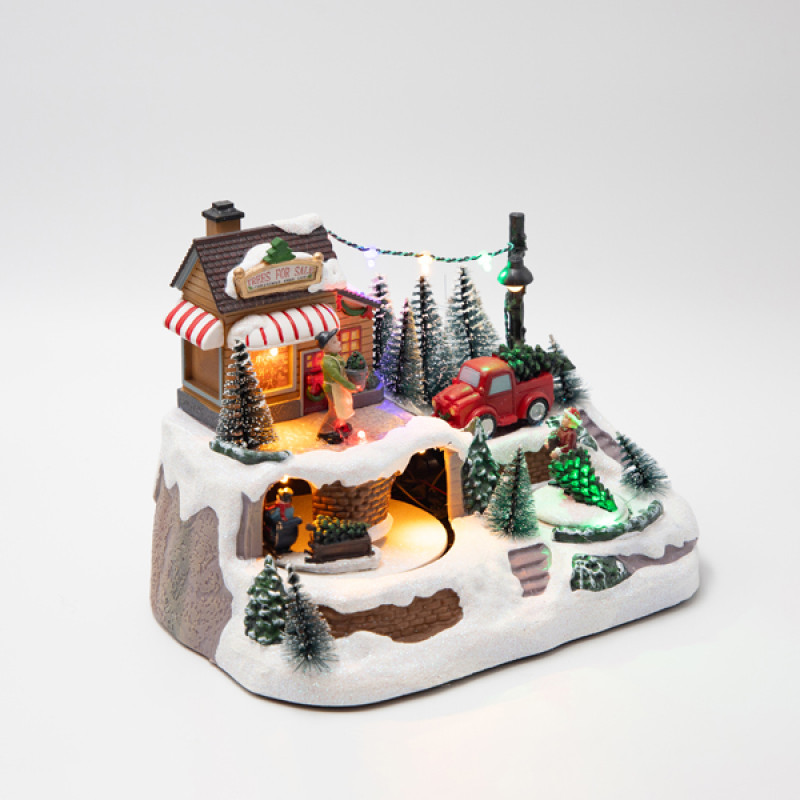 ΧΡΙΣΤΟΥΓΕΝΝΙΑΤΙΚΟ ΧΩΡΙΟ, ΜΕ ΔΥΟ ΚΙΝΗΣΕΙΣ, ΦΩΤΙΖΟΜΕΝΟ, ΜΠΑΤΑΡΙΑΣ, 23.5x16x17cm