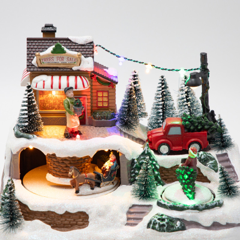 ΧΡΙΣΤΟΥΓΕΝΝΙΑΤΙΚΟ ΧΩΡΙΟ, ΜΕ ΔΥΟ ΚΙΝΗΣΕΙΣ, ΦΩΤΙΖΟΜΕΝΟ, ΜΠΑΤΑΡΙΑΣ, 23.5x16x17cm