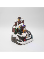 ΣΤΑΘΜΟΣ, ΜΕ ΧΡΙΣΤΟΥΓΕΝΝΙΑΤΙΚΟ ΤΡΕΝΑΚΙ, ΦΩΤΙΖΟΜΕΝΟ, ΜΠΑΤΑΡΙΑΣ, 19x15x23cm