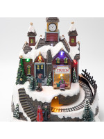 ΣΤΑΘΜΟΣ, ΜΕ ΧΡΙΣΤΟΥΓΕΝΝΙΑΤΙΚΟ ΤΡΕΝΑΚΙ, ΦΩΤΙΖΟΜΕΝΟ, ΜΠΑΤΑΡΙΑΣ, 19x15x23cm