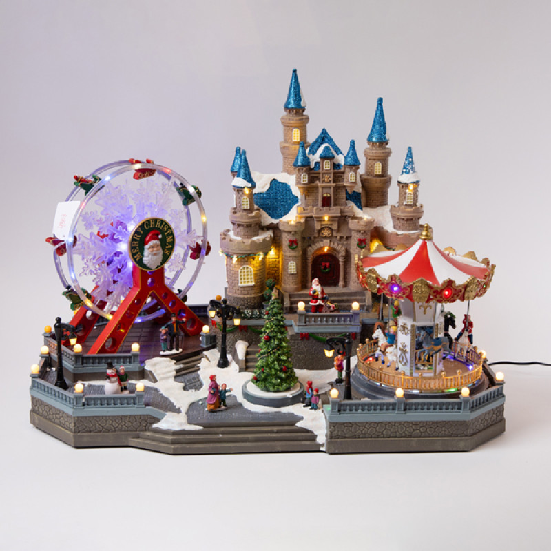 ΠΑΡΑΜΥΘΕΝΙΟ ΚΑΣΤΡΟ, ΜΕ ΡΟΔΑ ΚΑΙ ΚΑΡΟΥΖΕΛ, ΦΩΤΙΖΟΜΕΝΟ, ΜΕ ΜΕΤΑΣΧΗΜΑΤΙΣΤΗ, 62x36,5x47cm