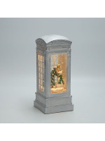 ΤΗΛΕΦΩΝΙΚΟΣ ΘΑΛΑΜΟΣ ΜΕ ΧΙΟΝΑΝΘΡΩΠΟ, ΛΕΥΚΟΣ, ΜΕ ΝΕΡΟ ΣΤΟ ΕΣΩΤΕΡΙΚΟ, ΦΩΤΙΖΟΜΕΝΟΣ, ΜΠΑΤΑΡΙΑΣ, TIMER, 8.8x8.8x21cm