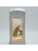 ΤΗΛΕΦΩΝΙΚΟΣ ΘΑΛΑΜΟΣ ΜΕ ΧΙΟΝΑΝΘΡΩΠΟ, ΛΕΥΚΟΣ, ΜΕ ΝΕΡΟ ΣΤΟ ΕΣΩΤΕΡΙΚΟ, ΦΩΤΙΖΟΜΕΝΟΣ, ΜΠΑΤΑΡΙΑΣ, TIMER, 8.8x8.8x21cm