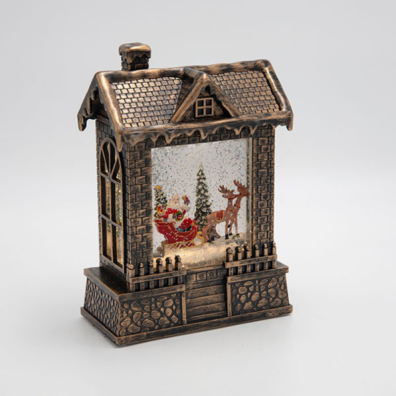 ΣΠΙΤΑΚΙ ΜΕ ΑΓΙΟ ΒΑΣΙΛΗ ΚΑΙ ΕΛΚΥΘΡΟ, ΜΕ ΝΕΡΟ ΣΤΟ ΕΣΩΤΕΡΙΚΟ, ΦΩΤΙΖΟΜΕΝΟ, ΜΠΑΤΑΡΙΑΣ, TIMER, 15x8x21.5cm