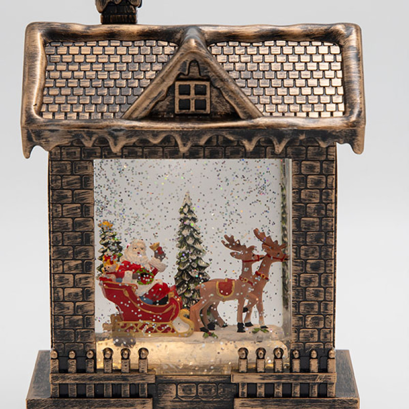 ΣΠΙΤΑΚΙ ΜΕ ΑΓΙΟ ΒΑΣΙΛΗ ΚΑΙ ΕΛΚΥΘΡΟ, ΜΕ ΝΕΡΟ ΣΤΟ ΕΣΩΤΕΡΙΚΟ, ΦΩΤΙΖΟΜΕΝΟ, ΜΠΑΤΑΡΙΑΣ, TIMER, 15x8x21.5cm