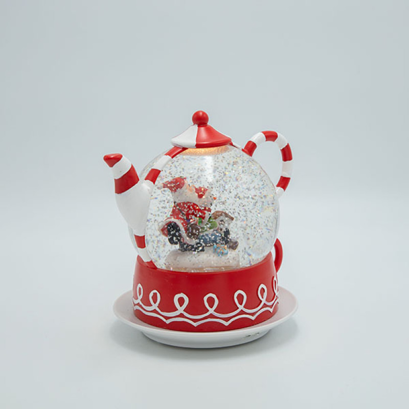 ΤΣΑΓΙΕΡΑ ΜΕ ΑΓΙΟ ΒΑΣΙΛΗ, CANDY, ΜΕ ΝΕΡΟ ΣΤΟ ΕΣΩΤΕΡΙΚΟ, ΦΩΤΙΖΟΜΕΝΗ, ΜΠΑΤΑΡΙΑΣ, TIMER, 19x15x19cm