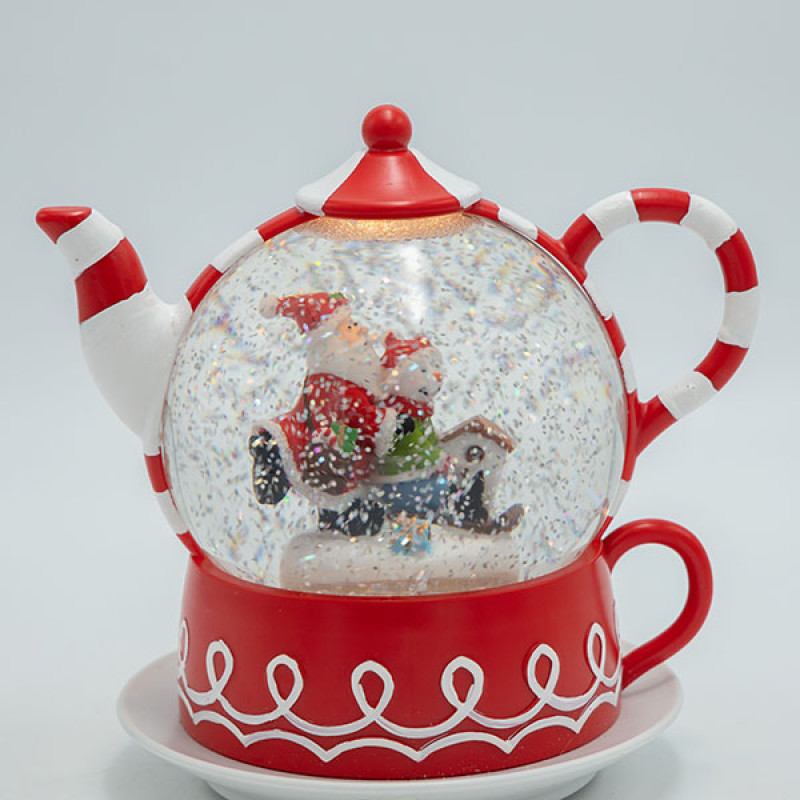 ΤΣΑΓΙΕΡΑ ΜΕ ΑΓΙΟ ΒΑΣΙΛΗ, CANDY, ΜΕ ΝΕΡΟ ΣΤΟ ΕΣΩΤΕΡΙΚΟ, ΦΩΤΙΖΟΜΕΝΗ, ΜΠΑΤΑΡΙΑΣ, TIMER, 19x15x19cm