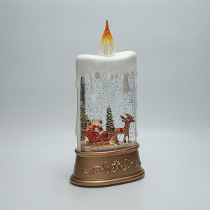 ΕΠΙΤΡΑΠΕΖΙΟ ΔΙΑΚΟΣΜΗΤΙΚΟ ΣΕ ΣΧΗΜΑ ΚΕΡΙΟΥ, ΜΕ ΑΓΙΟ ΒΑΣΙΛΗ ΚΑΙ ΕΛΚΥΘΡΟ, ΜΕ ΝΕΡΟ ΣΤΟ ΕΣΩΤΕΡΙΚΟ, ΦΩΤΙΖΟΜΕΝΟ, ΜΠΑΤΑΡΙΑΣ, TIMER, 15.5x9.5x30cm