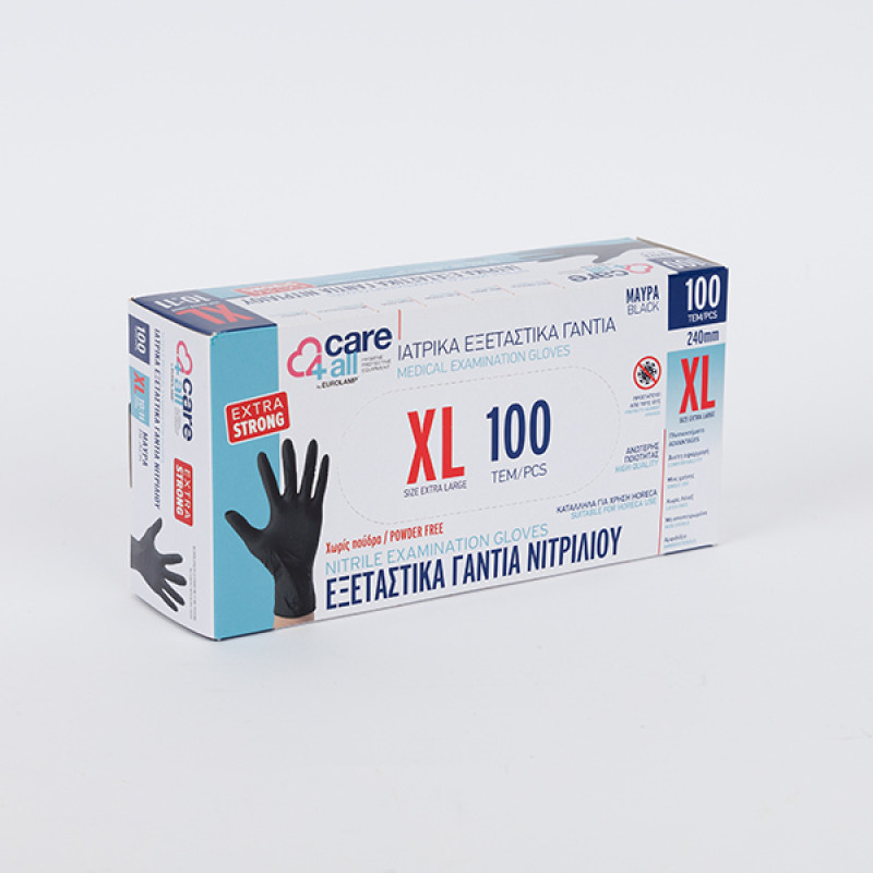 ΓΑΝΤΙΑ ΝΙΤΡΙΛΙΟΥ EXTRA STRONG MIAΣ ΧΡΗΣΗΣ ΧΩΡΙΣ ΠΟΥΔΡΑ ΜΑΥΡΟ XLARGE 100TΕΜ